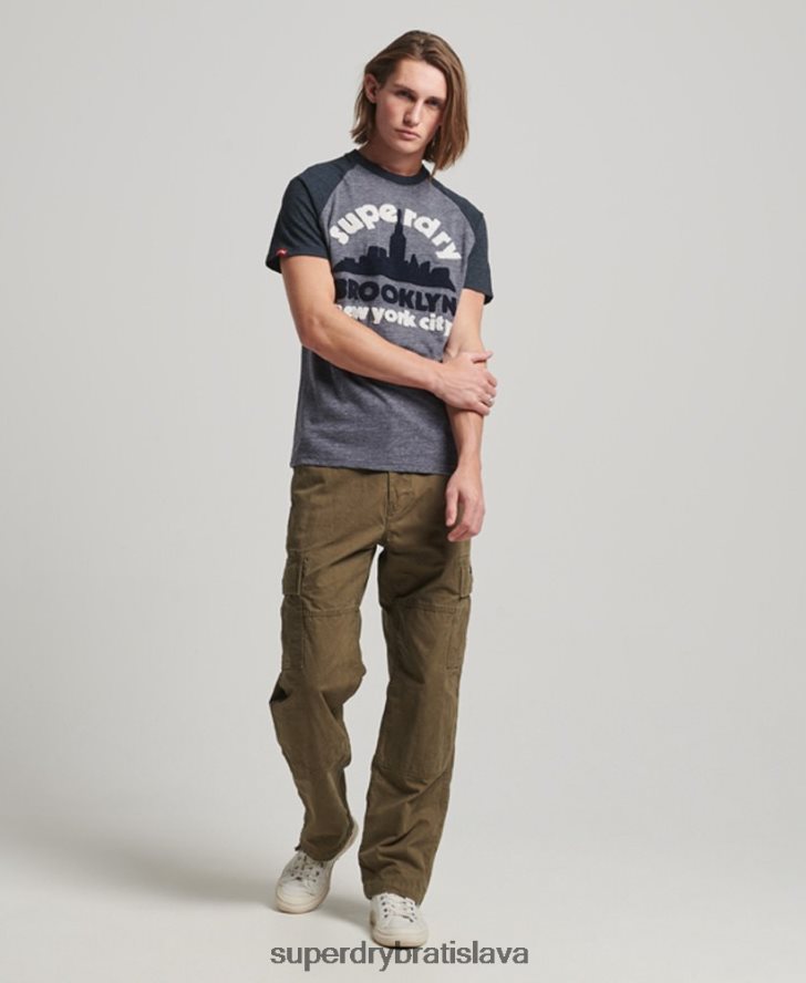 Superdry muži vintage skvelé outdoorové raglánové tričko s nášivkou 6B4ZTR115 oblečenie námorníctvo