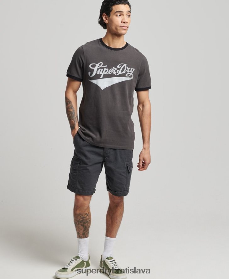 Superdry muži vintage tričko Americana ringer 6B4ZTR4945 oblečenie tmavošedý