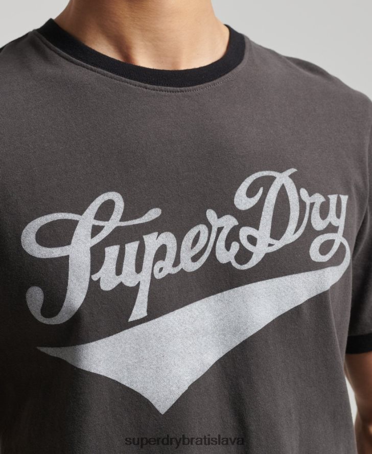 Superdry muži vintage tričko Americana ringer 6B4ZTR4945 oblečenie tmavošedý