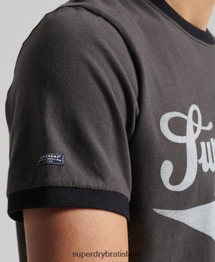 Superdry muži vintage tričko Americana ringer 6B4ZTR4945 oblečenie tmavošedý