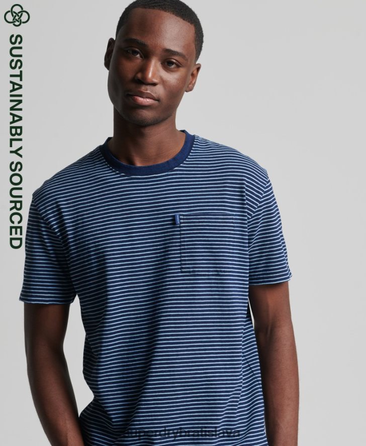Superdry muži vintage tričko s indigovým prúžkom 6B4ZTR4830 oblečenie tmavomodrá