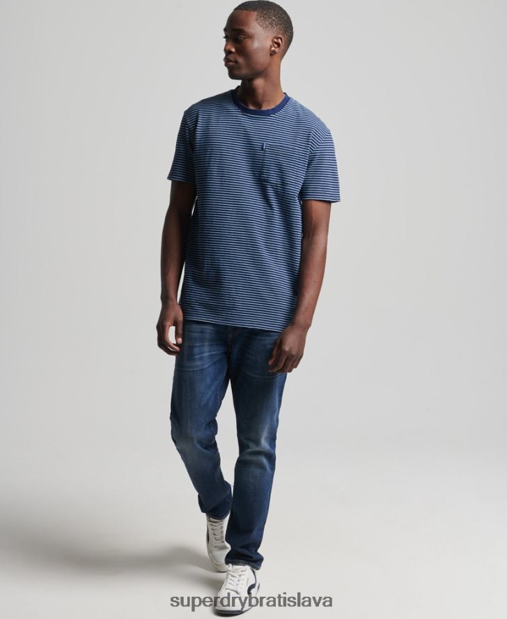 Superdry muži vintage tričko s indigovým prúžkom 6B4ZTR4830 oblečenie tmavomodrá