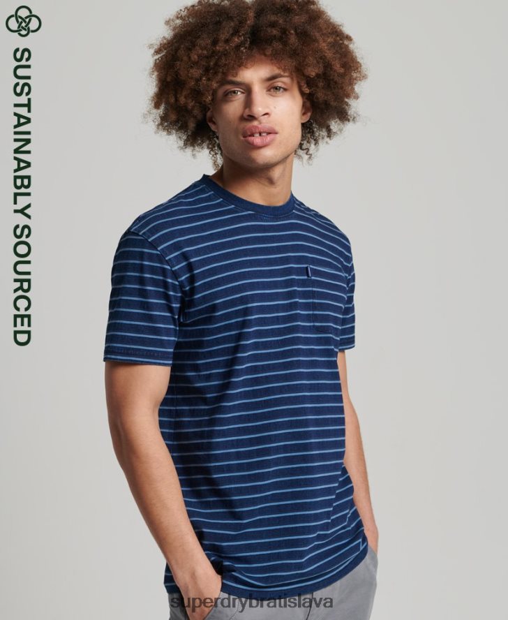 Superdry muži vintage tričko s indigovým prúžkom 6B4ZTR4840 oblečenie tmavomodrá