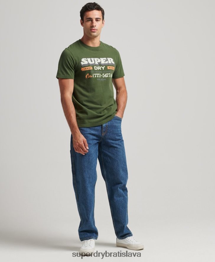 Superdry muži vintage tričko s nápisom 6B4ZTR4874 oblečenie sivá
