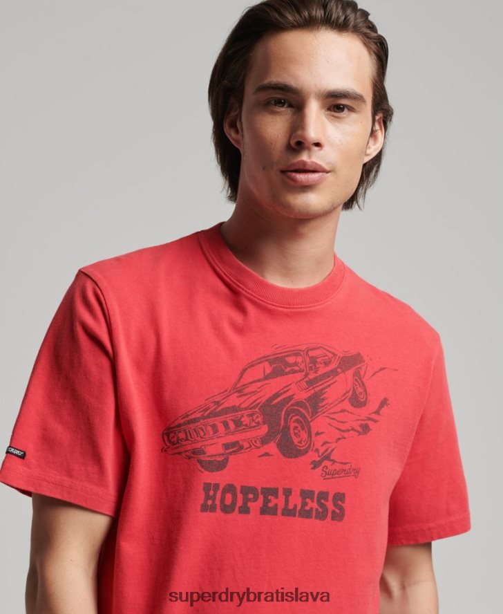 Superdry muži vintage tričko s prekračovaním línií 6B4ZTR4895 oblečenie červená