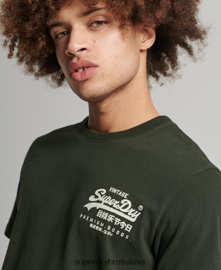 Superdry muži vintage tričko s výpravným logom 6B4ZTR4795 oblečenie zelená