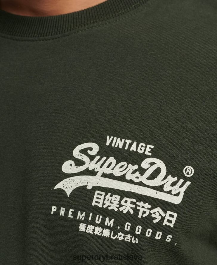 Superdry muži vintage tričko s výpravným logom 6B4ZTR4795 oblečenie zelená