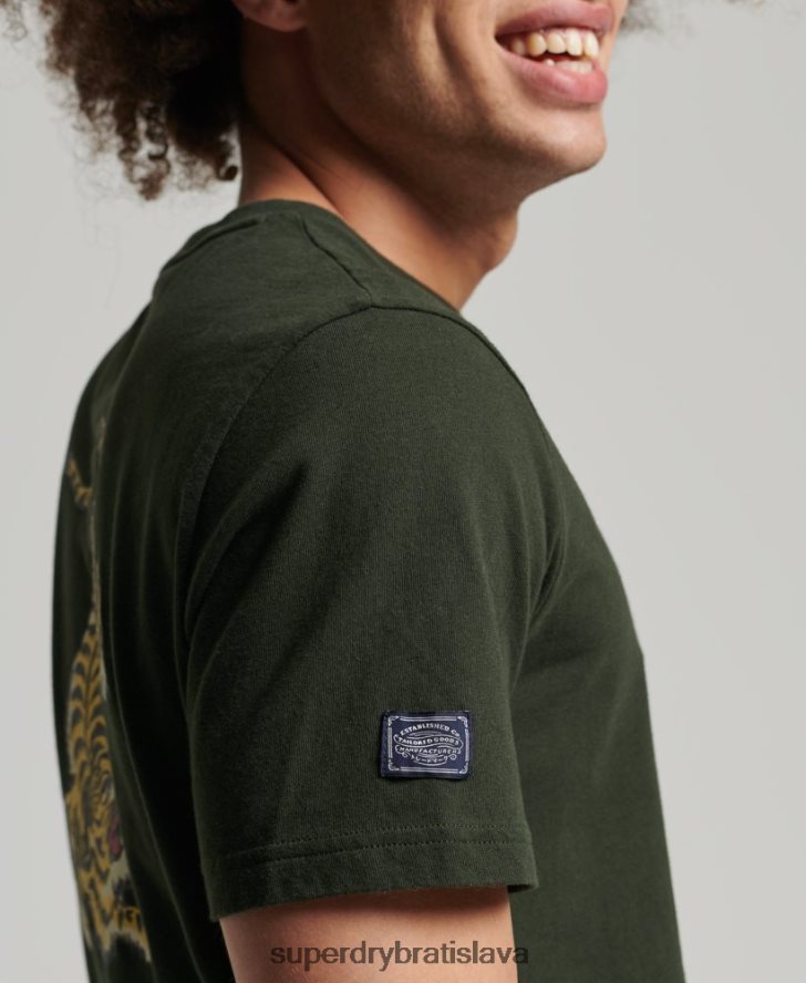 Superdry muži vintage tričko s výpravným logom 6B4ZTR4795 oblečenie zelená