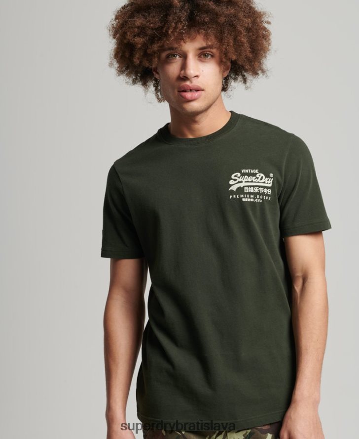 Superdry muži vintage tričko s výpravným logom 6B4ZTR4795 oblečenie zelená