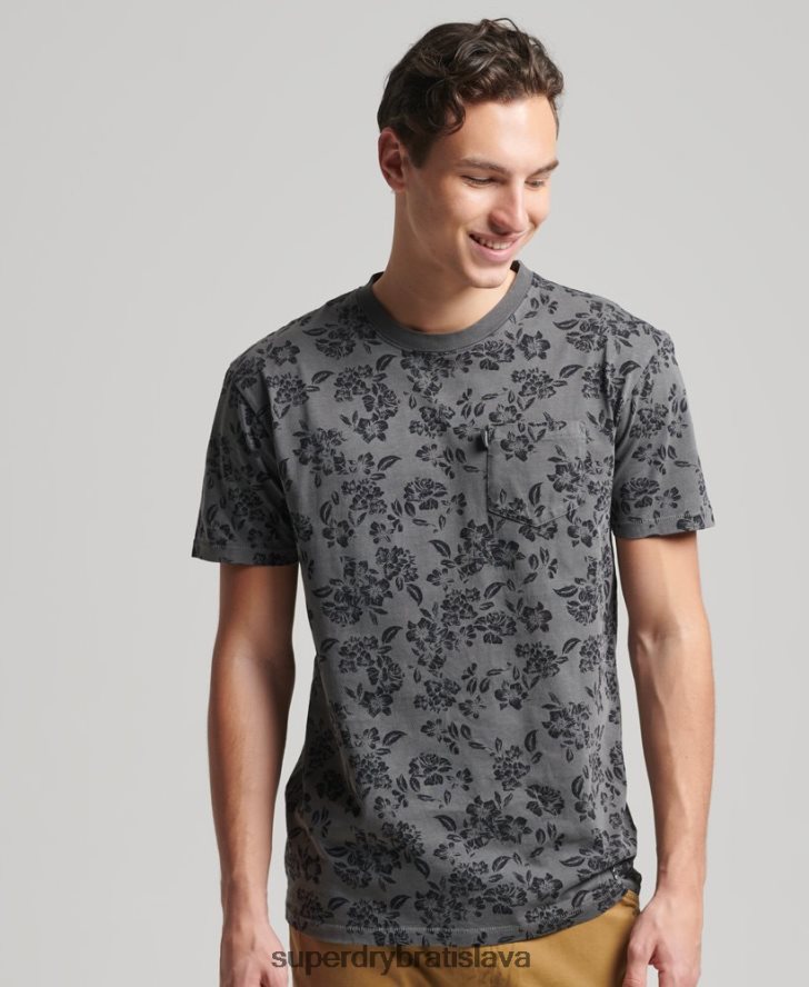 Superdry muži vintage vreckové tričko 6B4ZTR4848 oblečenie čierna