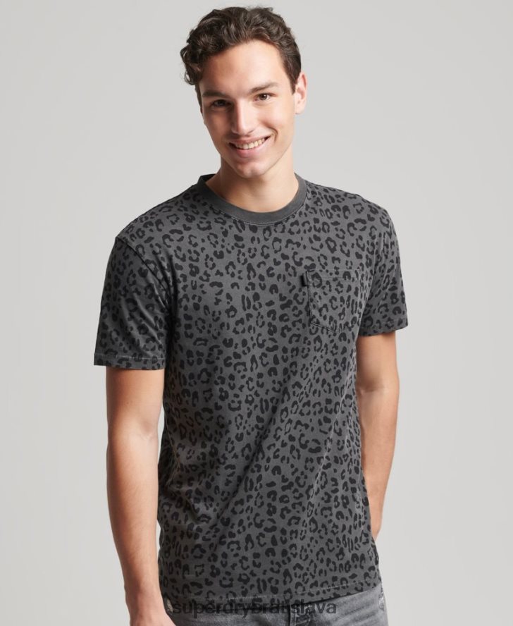 Superdry muži vintage vreckové tričko 6B4ZTR4876 oblečenie tmavošedý