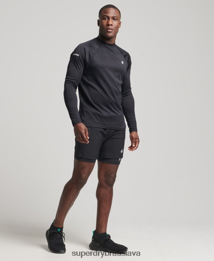 Superdry muži vláčik falošný výstrih 6B4ZTR5392 oblečenie čierna