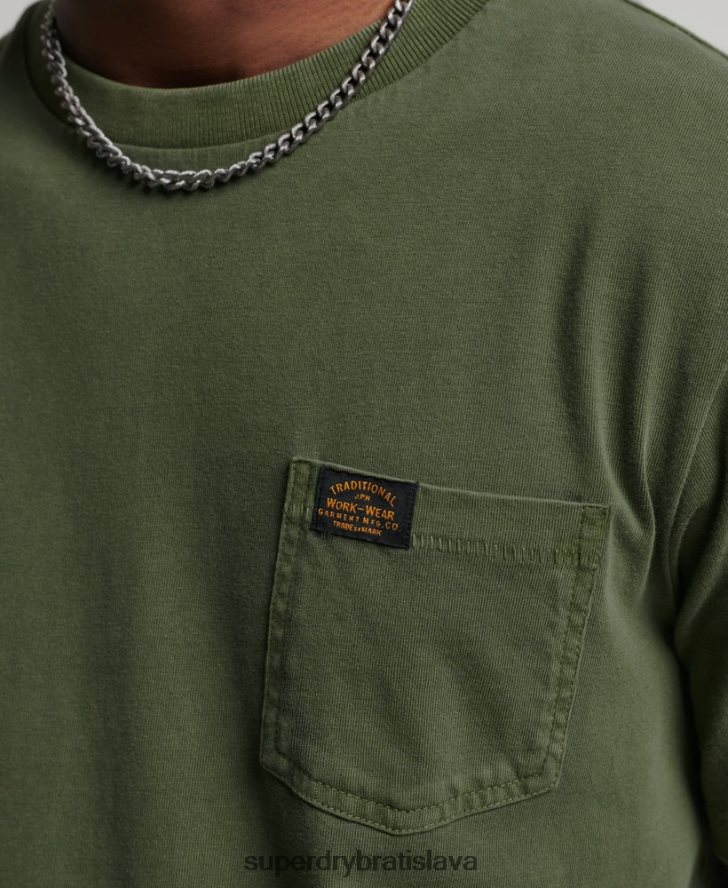 Superdry muži vreckové tričko na pracovné odevy z organickej bavlny 6B4ZTR4929 oblečenie zelená
