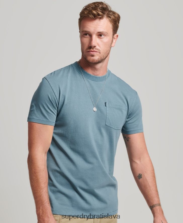 Superdry muži vreckové tričko z organickej bavlny 6B4ZTR4814 oblečenie Modrá