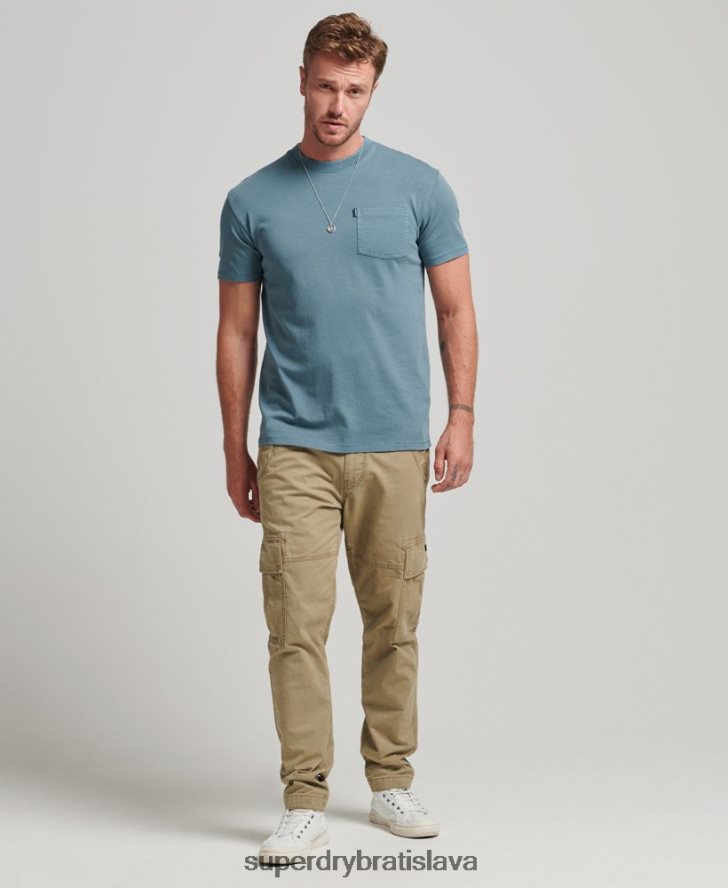 Superdry muži vreckové tričko z organickej bavlny 6B4ZTR4814 oblečenie Modrá