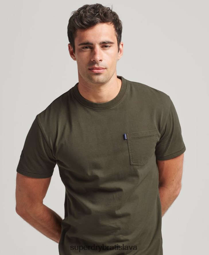 Superdry muži vreckové tričko z organickej bavlny 6B4ZTR4869 oblečenie kaki