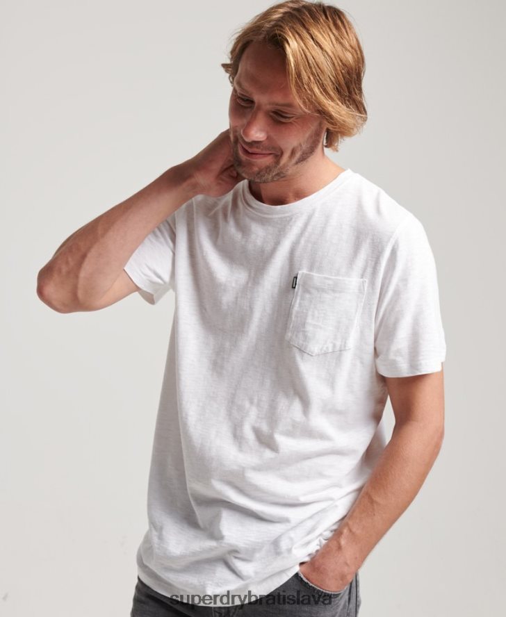 Superdry muži vreckové tričko z organickej bavlny 6B4ZTR4904 oblečenie biely
