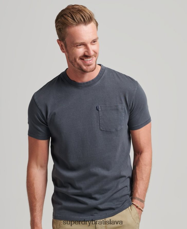 Superdry muži vreckové tričko z organickej bavlny 6B4ZTR4938 oblečenie tmavošedý