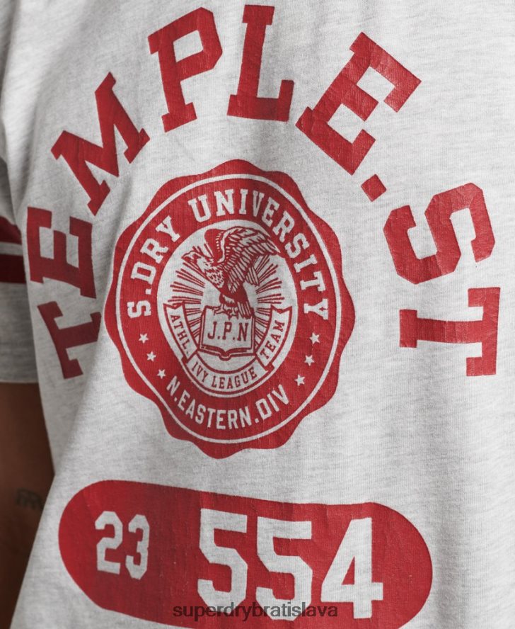 Superdry muži vysokoškolské atletické tričko s grafikou 6B4ZTR4838 oblečenie svetlo šedá