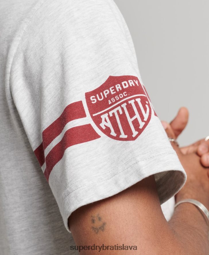 Superdry muži vysokoškolské atletické tričko s grafikou 6B4ZTR4838 oblečenie svetlo šedá