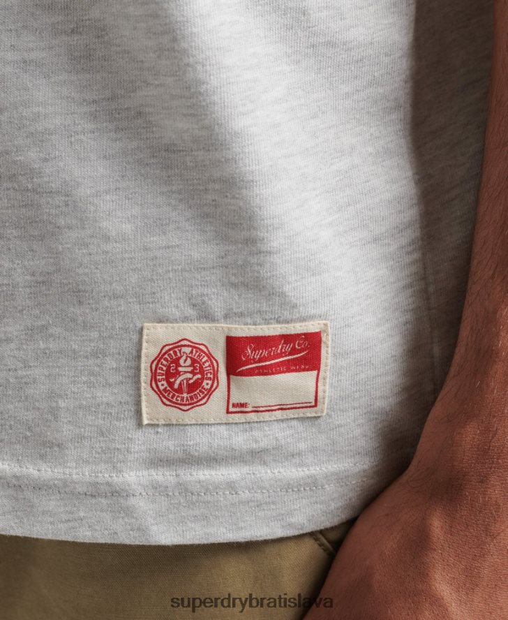 Superdry muži vysokoškolské atletické tričko s grafikou 6B4ZTR4838 oblečenie svetlo šedá