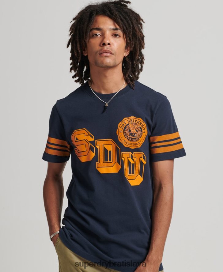 Superdry muži vysokoškolské atletické tričko s grafikou 6B4ZTR4875 oblečenie námorníctvo