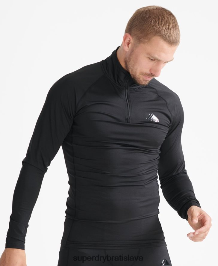 Superdry muži základná vrstva polovičného zipsu 6B4ZTR1399 oblečenie čierna