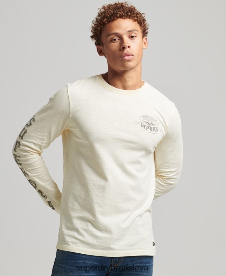 Superdry muži zatemňovací top s dlhým rukávom z organickej bavlny 6B4ZTR1504 oblečenie krém