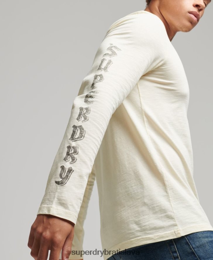 Superdry muži zatemňovací top s dlhým rukávom z organickej bavlny 6B4ZTR1504 oblečenie krém