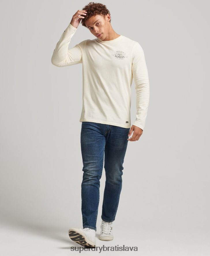 Superdry muži zatemňovací top s dlhým rukávom z organickej bavlny 6B4ZTR1504 oblečenie krém