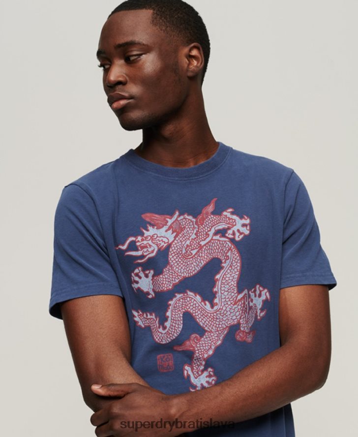 Superdry x Komodo muži vintage tričko 6B4ZTR60 oblečenie námorníctvo