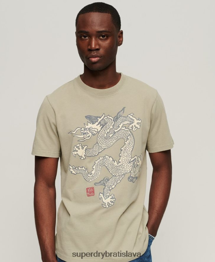 Superdry x Komodo muži vintage tričko 6B4ZTR66 oblečenie kaki