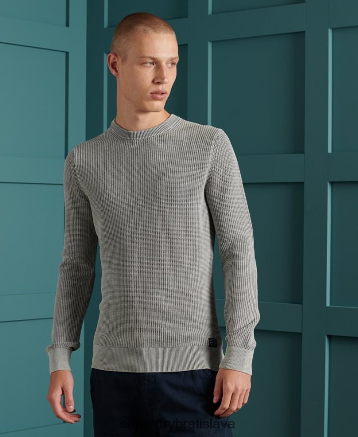 Superdry muži Akadémia farbená textúra crew jumper 6B4ZTR5296 oblečenie sivá