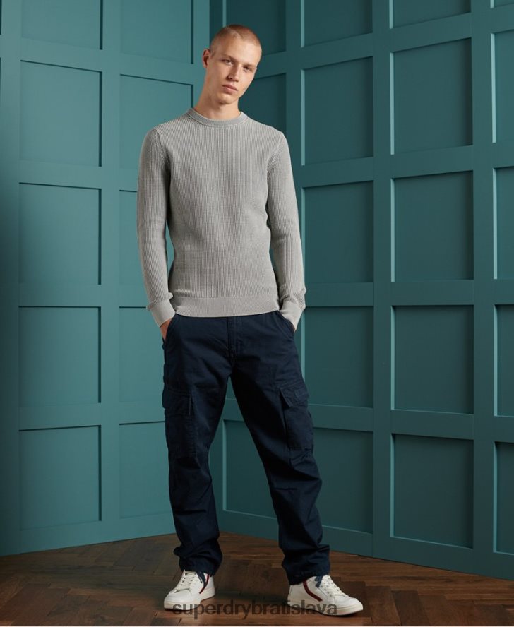Superdry muži Akadémia farbená textúra crew jumper 6B4ZTR5296 oblečenie sivá
