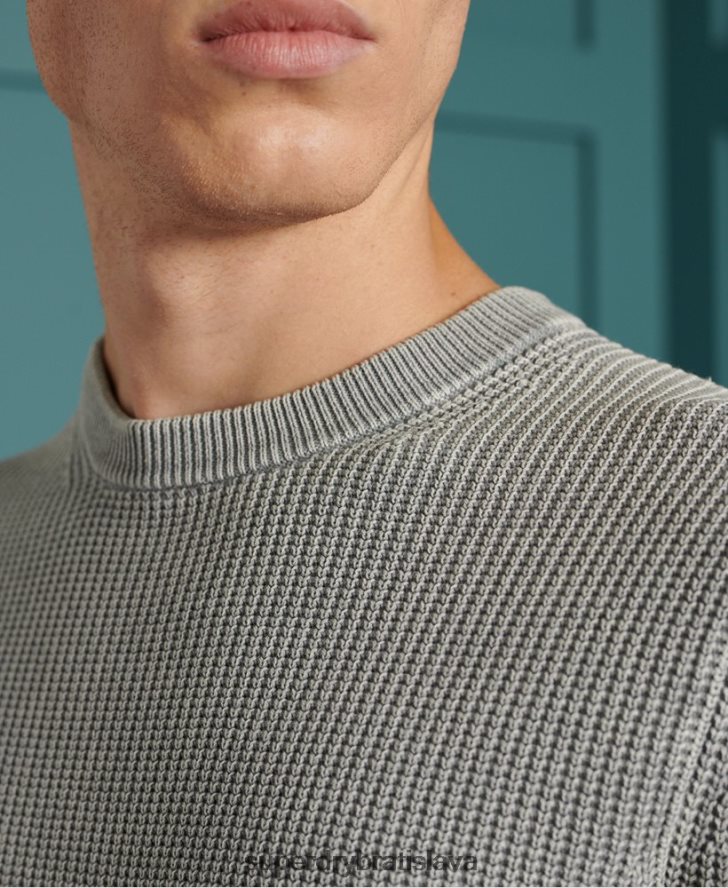 Superdry muži Akadémia farbená textúra crew jumper 6B4ZTR5296 oblečenie sivá