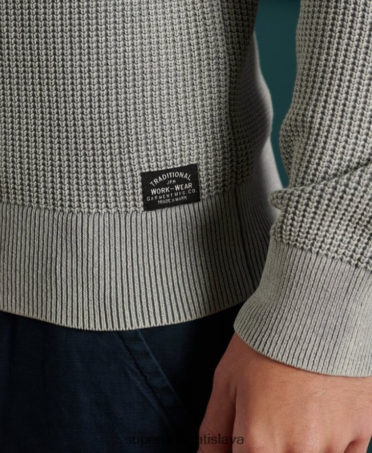 Superdry muži Akadémia farbená textúra crew jumper 6B4ZTR5296 oblečenie sivá