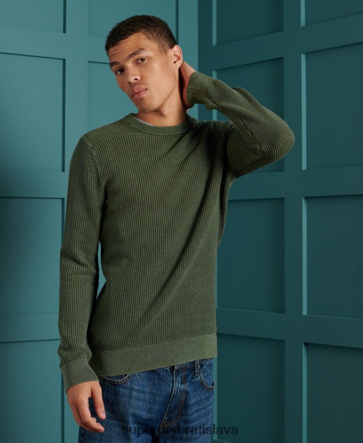 Superdry muži Akadémia farbená textúra crew jumper 6B4ZTR5346 oblečenie zelená
