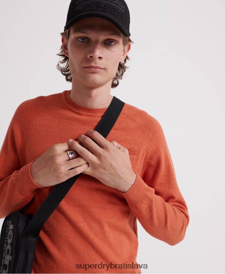 Superdry muži Bavlnený sveter s oranžovým štítkom 6B4ZTR1359 oblečenie oranžová