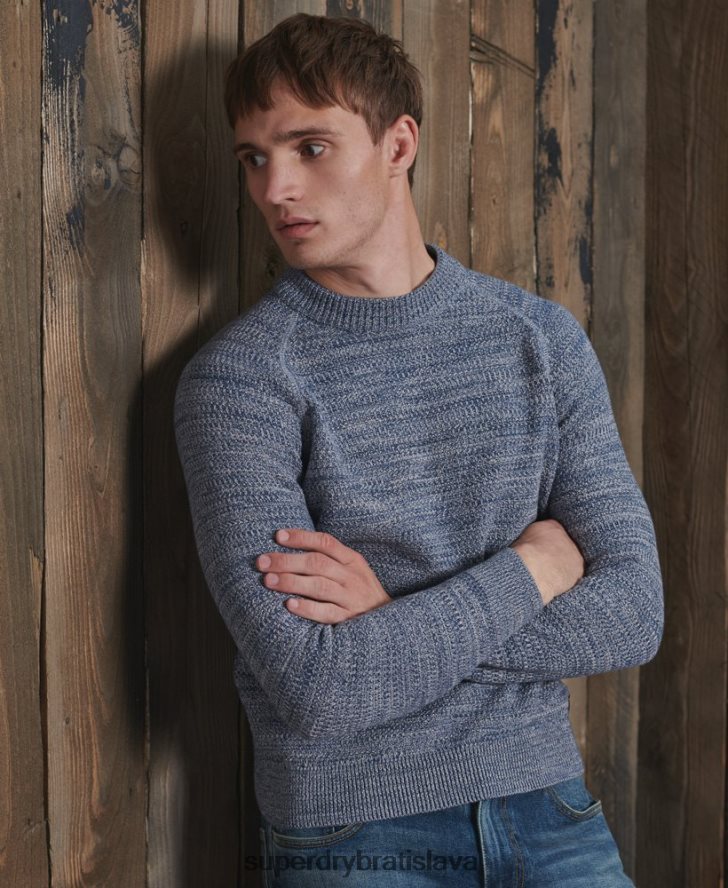 Superdry muži Brilantný pletený sveter z organickej bavlny 6B4ZTR5316 oblečenie Modrá