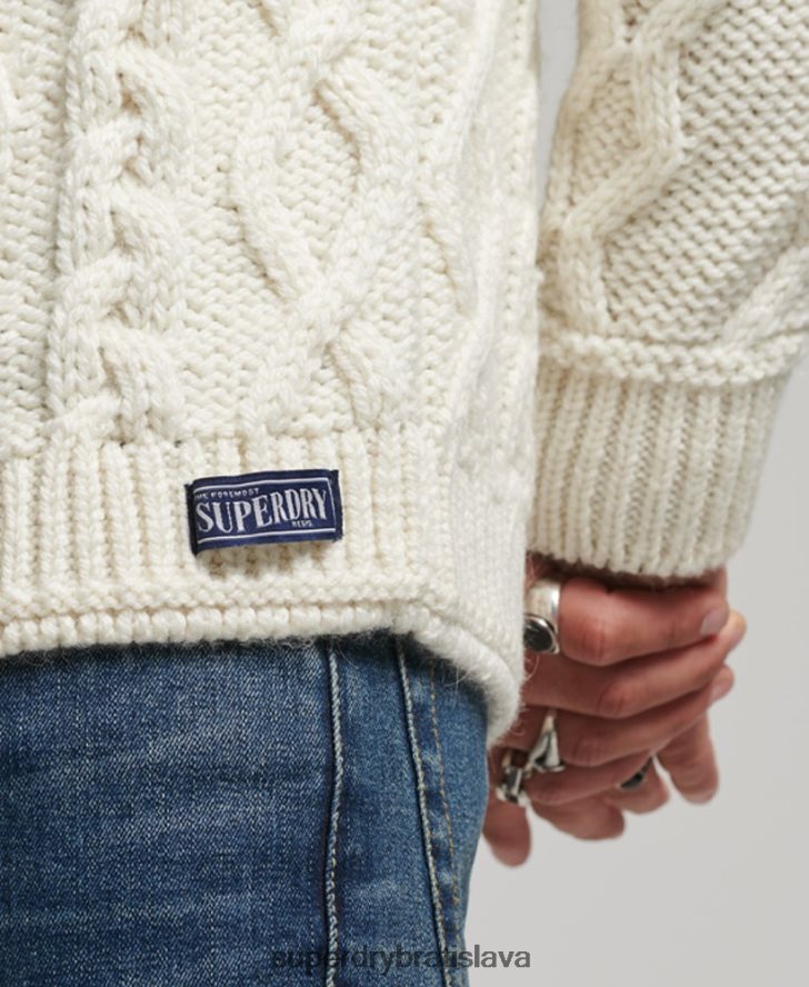 Superdry muži Fairisle crew pletený sveter 6B4ZTR5244 oblečenie krém