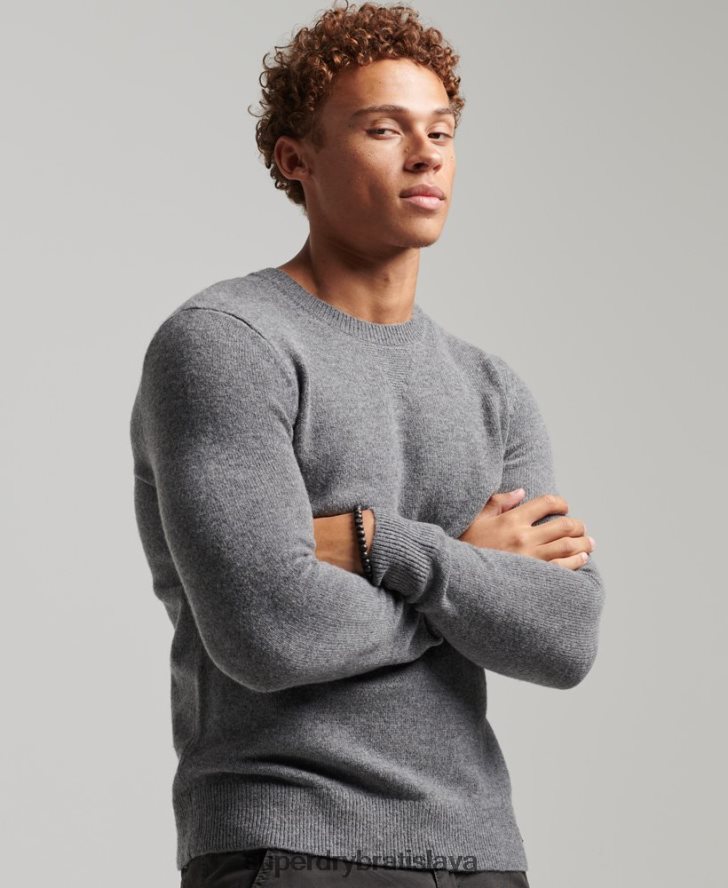 Superdry muži Jahňacia vlna posádky jumper 6B4ZTR1247 oblečenie svetlo šedá
