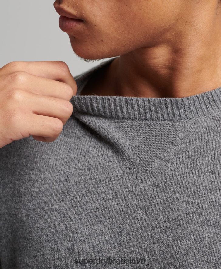 Superdry muži Jahňacia vlna posádky jumper 6B4ZTR1247 oblečenie svetlo šedá