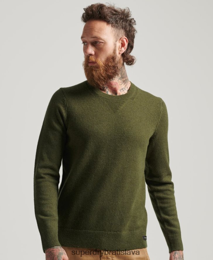 Superdry muži Jahňacia vlna posádky jumper 6B4ZTR1282 oblečenie zelená