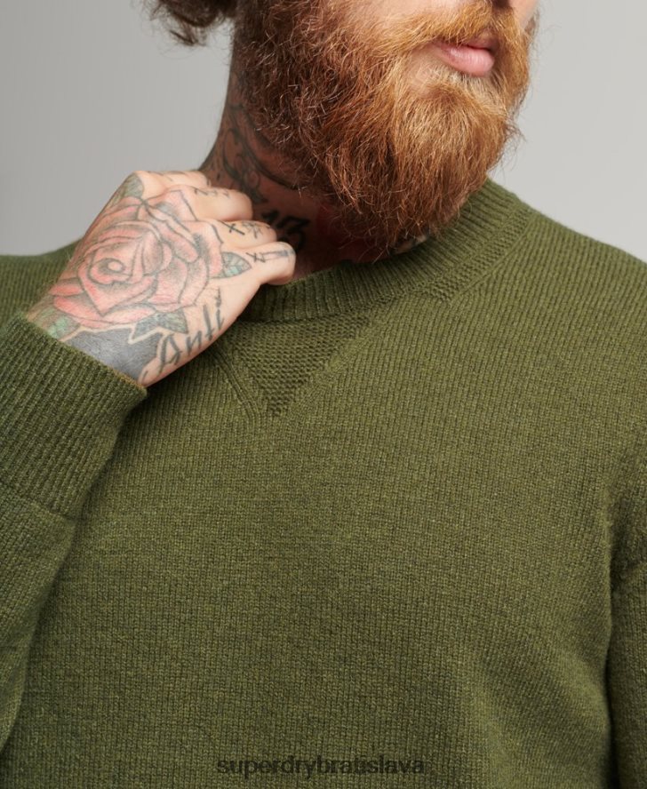 Superdry muži Jahňacia vlna posádky jumper 6B4ZTR1282 oblečenie zelená