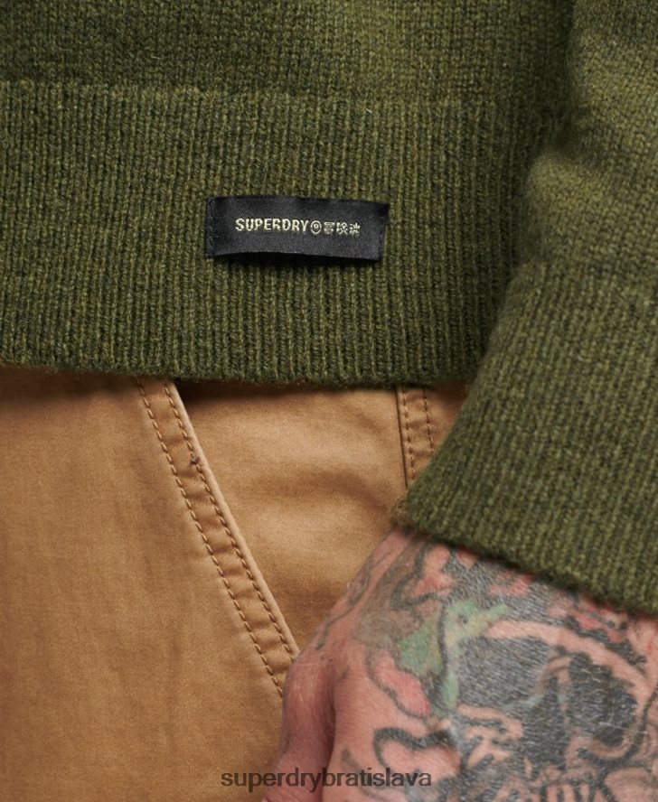 Superdry muži Jahňacia vlna posádky jumper 6B4ZTR1282 oblečenie zelená
