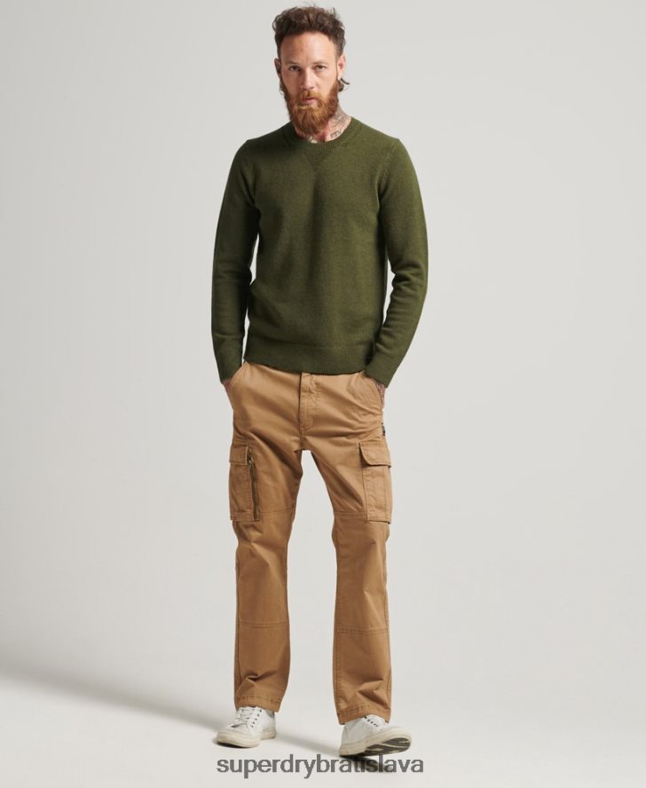 Superdry muži Jahňacia vlna posádky jumper 6B4ZTR1282 oblečenie zelená