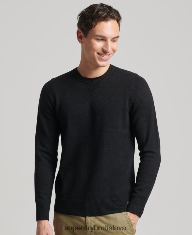 Superdry muži Jahňacia vlna posádky jumper 6B4ZTR5270 oblečenie čierna