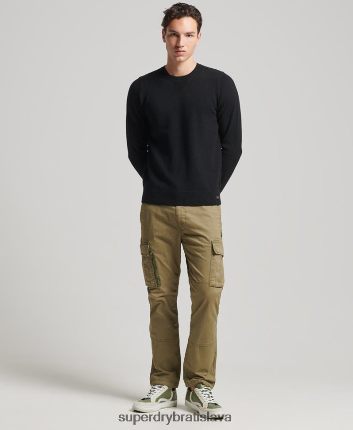 Superdry muži Jahňacia vlna posádky jumper 6B4ZTR5270 oblečenie čierna
