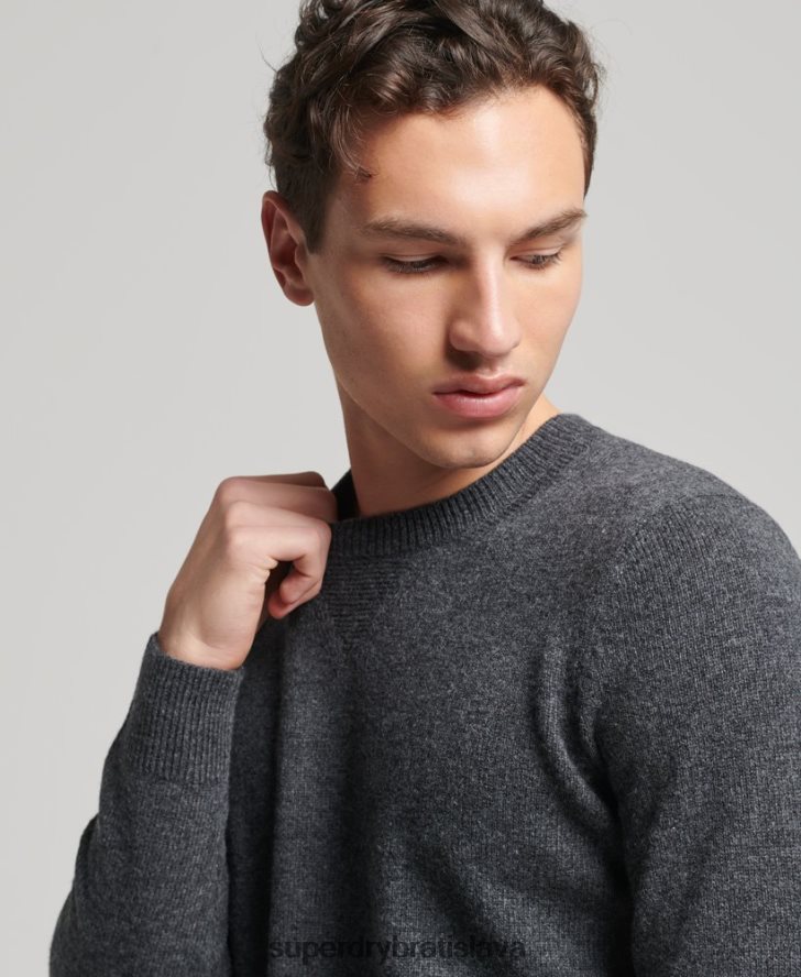 Superdry muži Jahňacia vlna posádky jumper 6B4ZTR5274 oblečenie tmavošedý