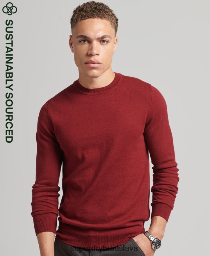 Superdry muži Kašmírový pulóver z organickej bavlny 6B4ZTR1237 oblečenie červená